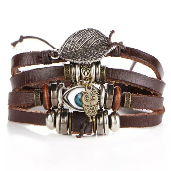 Set of 5 Trendy unisex leather bracelets - Picture 14 of 16
